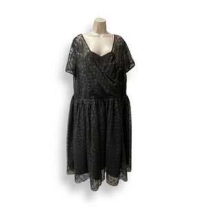 Plus Size Black Lace Gothic Dress Unique Vintage Retro Glitter Fit & Flare 5xl